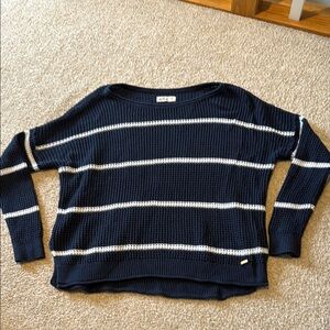 Hollister Blue and White Striped Crew Neck Sweater